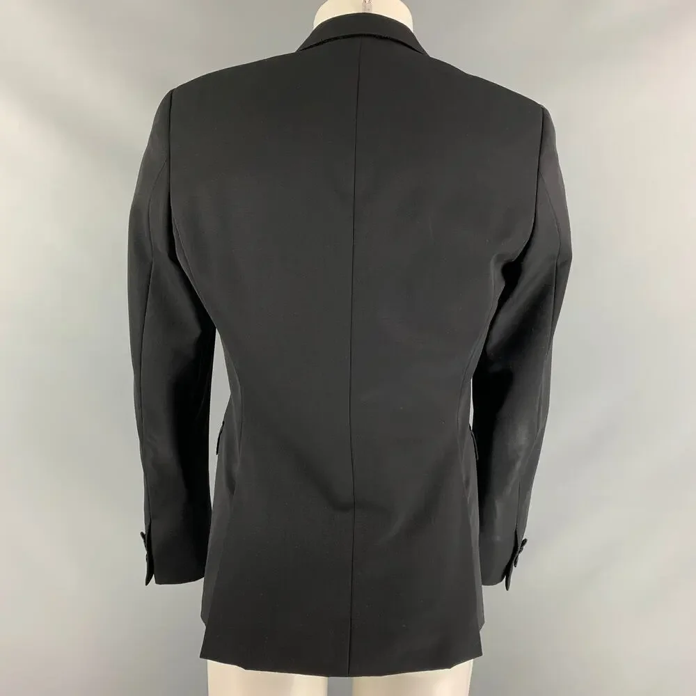 BURBERRY PRORSUM Chest Size 38 Black Virgin Wool Tuxedo Sport Coat